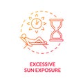 Excessive sun exposure concept icon