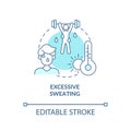 Excessive sweating blue concept icon