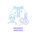 Excessive sweating blue gradient concept icon