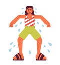 Excessive sweating in summer flat concept vector spot illustration
