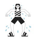 Excessive sweating in summer monochrome concept vector spot illustration