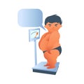 Excessive Weight Causes Inactivity Among Children. The boy on the scales