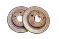 Excessively used rusty brake discs Royalty Free Stock Photo