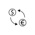 Exchange, arrow, dollar, euro icon. Element of finance illustration. Signs and symbols icon can be used for web, logo, mobile app Royalty Free Stock Photo