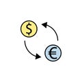 exchange, arrow, dollar, euro icon. Element of finance illustration. Signs and symbols icon can be used for web, logo, mobile app Royalty Free Stock Photo