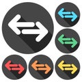Exchange arrow icons set with long shadow Royalty Free Stock Photo