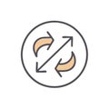 Exchange Arrows Icon Within a Circle Showing Interaction and Rotation Royalty Free Stock Photo