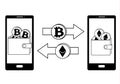 Exchange between bitcoin and ethereum in the phone