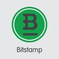 Exchange - Bitstamp. The Crypto Coins or Cryptocurrency Logo.