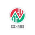 Exchange - concept business logo template vector illustration. Triangle shape with arrows signs creative icon.