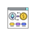 Exchange cryptocurrency sign olor line icon. Pictogram for web page, mobile app, promo.