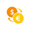 Exchange currency icon vector template. dollar to euro exchange currency sign design