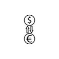 Exchange, dollar, euro, arrow icon. Element of finance illustration. Signs and symbols icon can be used for web, logo, mobile app Royalty Free Stock Photo