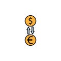 exchange, dollar, euro, arrow icon. Element of finance illustration. Signs and symbols icon can be used for web, logo, mobile app Royalty Free Stock Photo