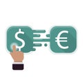 Exchange dollar on Euro, icon flat. For graphic design, Web site, social media, user interface, mobile app.