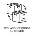 Exchange of Goods at the Delivery Location vector line icon with editable stroke