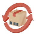 Exchange goods return parcel sign icon, efficient and convenient returns and exchanges 3D render Royalty Free Stock Photo