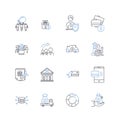 Exchange line icons collection. Barter, Trade, Swap, Conversion, Interaction, Dialogue, Cooperation vector and linear