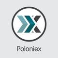 Exchange - Poloniex. The Crypto Coins or Cryptocurrency Logo.