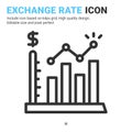 Exchange rate icon vector with outline style isolated on white background. Vector illustration graph sign symbol icon concept Royalty Free Stock Photo