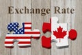 The exchange rate from the US dollar to the Canadian dollar Royalty Free Stock Photo