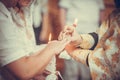 The exchange of rings during an Orthodox wedding Royalty Free Stock Photo