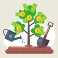 Plant a money tree with bills and coins. water it.