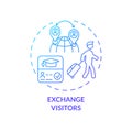 Exchange visitors blue gradient concept icon