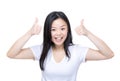 Excited asia woman thumb up Royalty Free Stock Photo