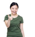 Excited asia woman two hand with thumb up Royalty Free Stock Photo