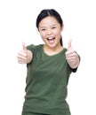 Excited asian woman two hand with thumb up Royalty Free Stock Photo