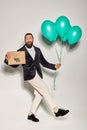 excited bearded man in formal wear