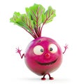 Excited beetroot character with waving hands