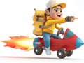 Excited Boy Riding a Toy Rocket Royalty Free Stock Photo