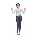 excited business woman doing winning gesture