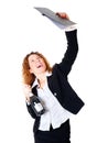 Excited business woman enjoys a successful deal Royalty Free Stock Photo