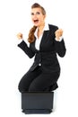 Excited business woman rejoicing her success Royalty Free Stock Photo