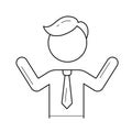 Excited businessman vector line icon.