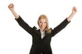 Excited businesswoman celebrating success