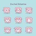 Excited cartoon intestine set