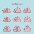 Excited cartoon lung set