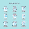 Excited cartoon smart phone