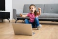 Excited Child Browsing Internet Royalty Free Stock Photo