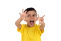 Excited child showing his fingers