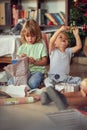 Excited Children Opening Presents By Tree On Christmas Morning Royalty Free Stock Photo