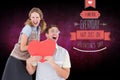 Excited couple holding heart Royalty Free Stock Photo