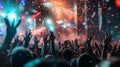 Excited Crowd at Concert Showered With Confetti Royalty Free Stock Photo