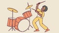Excited Drummer Playing Kit, Dynamic Music Vector Graphic, vector design Generative AI Royalty Free Stock Photo