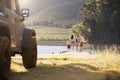 Excited Family Reaching Countryside Destination On Road Trip Royalty Free Stock Photo