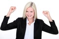 Excited female businesswoman